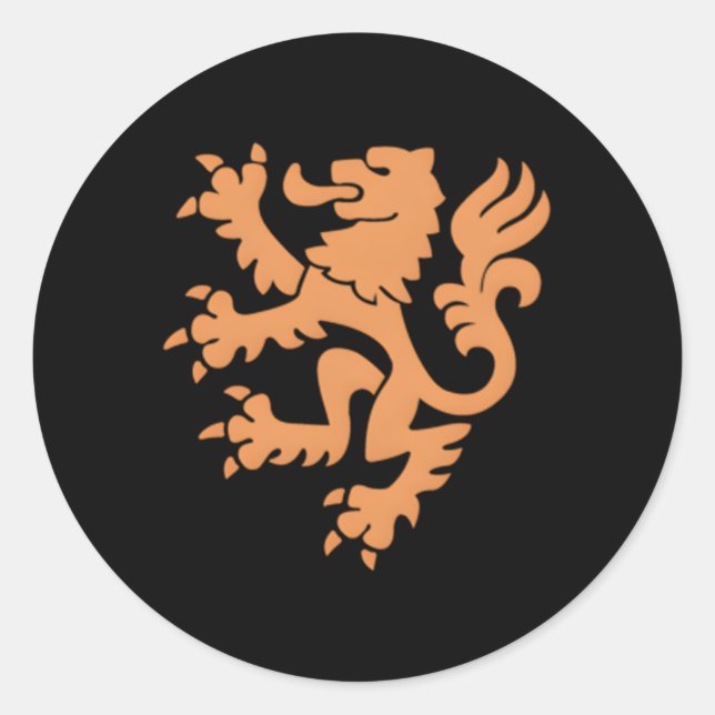 Pegatina Redonda Nederland Emblem Lion Países Bajos (Anverso)