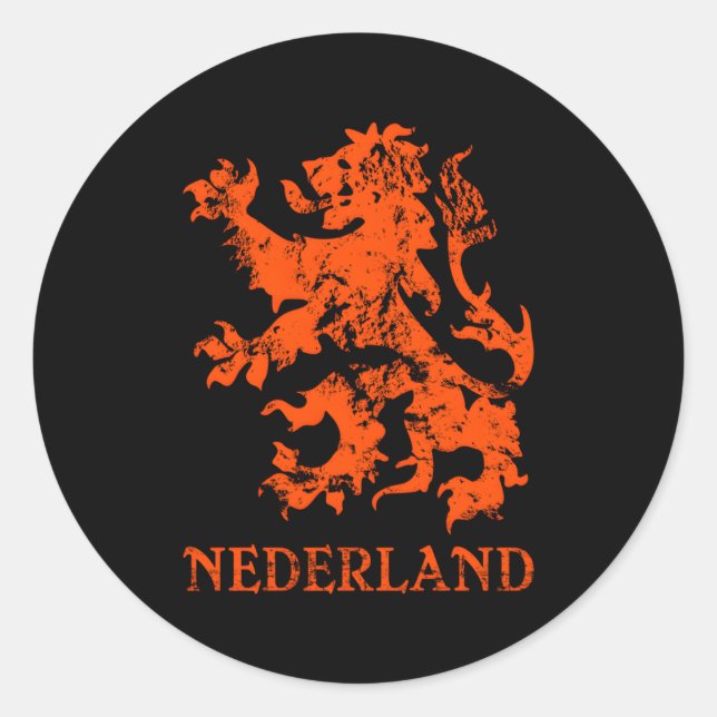 Pegatina Redonda Nederland Holandés Lion (Anverso)