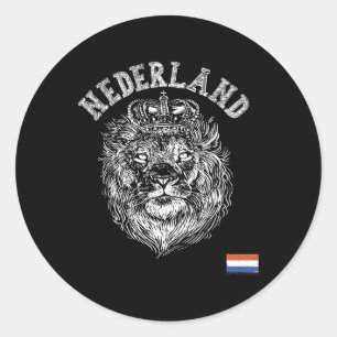 Pegatina Redonda Nederland Reto Países Bajos León Holanda Hombres h