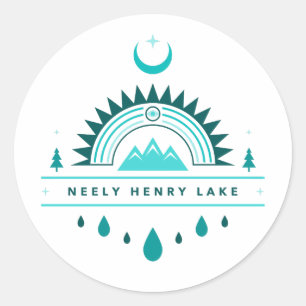 Pegatina Redonda NEELY HENRY LAKE alabama luna arco iris