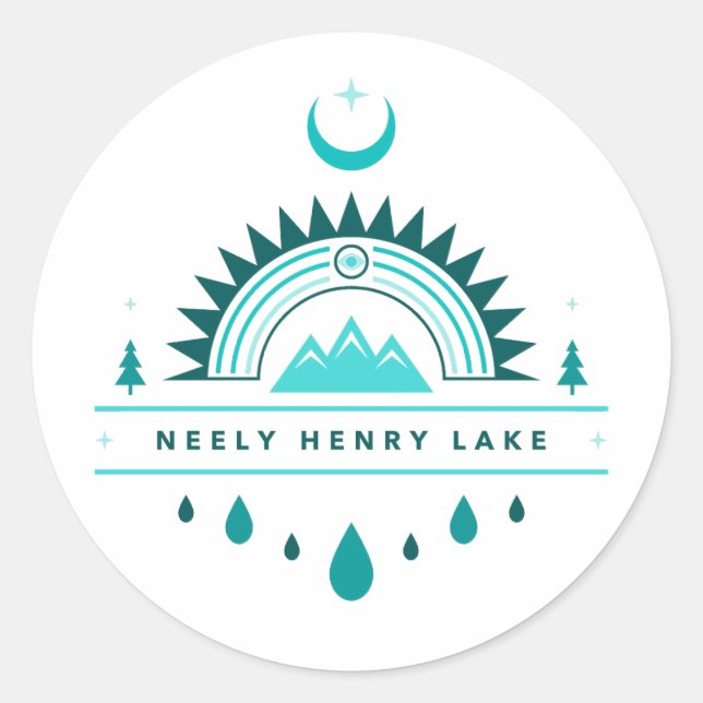 Pegatina Redonda NEELY HENRY LAKE alabama luna arco iris (Anverso)