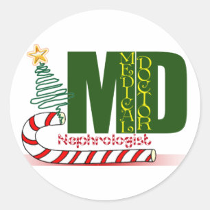 Pegatina Redonda Nefrología navidad - Especialista en Médicos