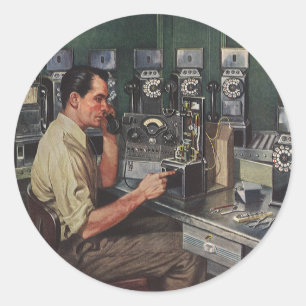 Pegatina Redonda Negocio Antiguo, Reparador de Teléfono de Cobro