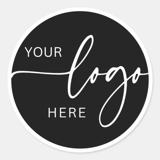 Pegatina Redonda Negocio con logotipo de Personalizado blanco y neg (Anverso)