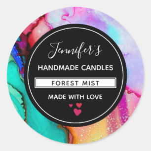 Pegatina Redonda Negocio de acuarela de mármol abstracto moderno