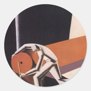 Pegatina Redonda Negocio de antigüedades, telas y textiles Art Deco