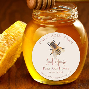 Pegatina Redonda Negocio de Apiario de Abejas de Tarro de Miel Pers
