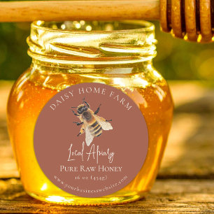 Pegatina Redonda Negocio de Apiario de Abejas de Tarro de Miel Pers
