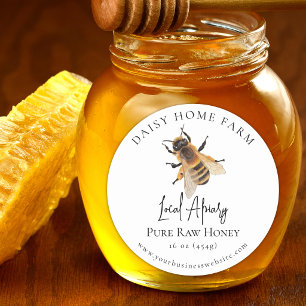 Pegatina Redonda Negocio de Apiario de Abejas en Tarro de Miel Mode