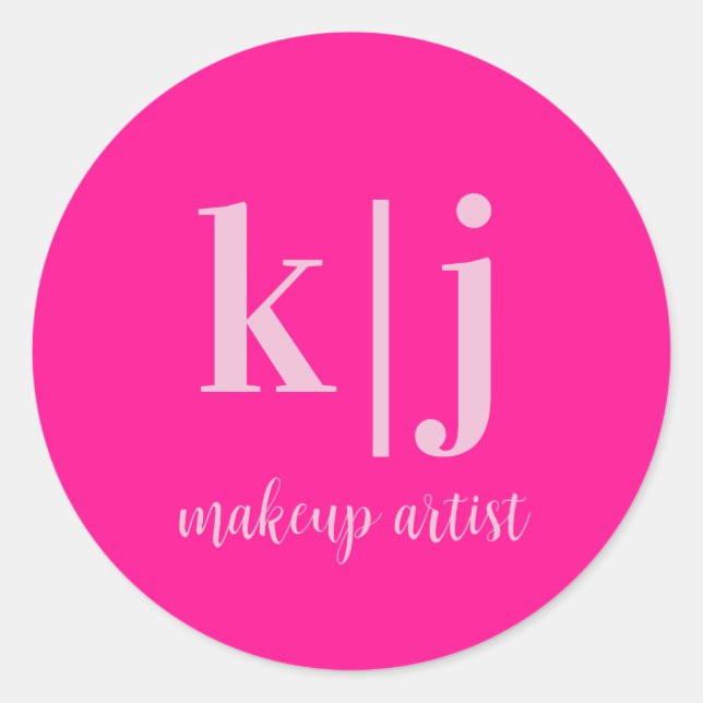 Pegatina Redonda Negocio de Artista de Maquillaje con Monograma Per (Anverso)