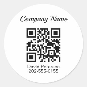 Pegatina Redonda Negocio de código QR minimalista