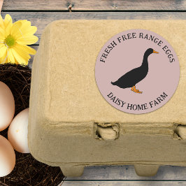 Pegatina Redonda Negocio de Huevos Frescos de Pato