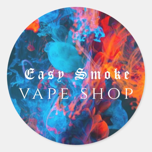 Pegatina Redonda Negocio de la Vape Smoke (Anverso)