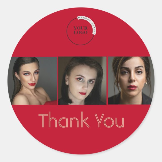 Pegatina Redonda Negocio de Maquillaje (Anverso)