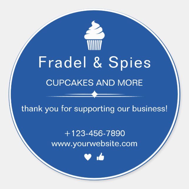 Pegatina Redonda Negocio de pasteles simples verde azulados y blanc (Anverso)
