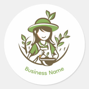 Pegatina Redonda Negocio de plantas de jardín Jardinero personaliza