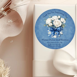 Pegatina Redonda Negocio de Promoción Floral Propiedad de Mujeres P