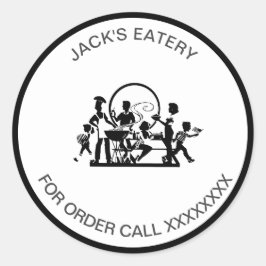 Pegatina Redonda negocio de restauración simple