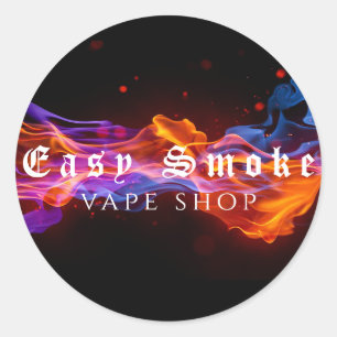 Pegatina Redonda Negocio de Tienda de Vaporizadores de Humo Colorid
