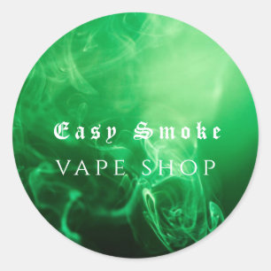 Pegatina Redonda Negocio de Tienda de Vaporizadores de Humo Negro V
