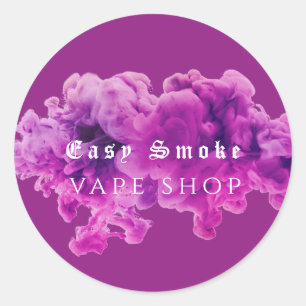 Pegatina Redonda Negocio de Tienda de Vaporizadores Purple Smoke