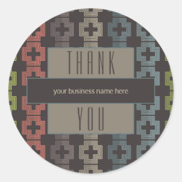 Pegatina Redonda Negocio Gracias Geométrico Colorido Marrón