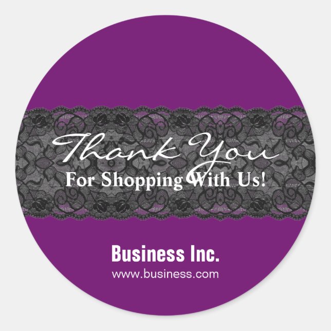 Pegatina Redonda Negocio Gracias Lace Purple (Anverso)