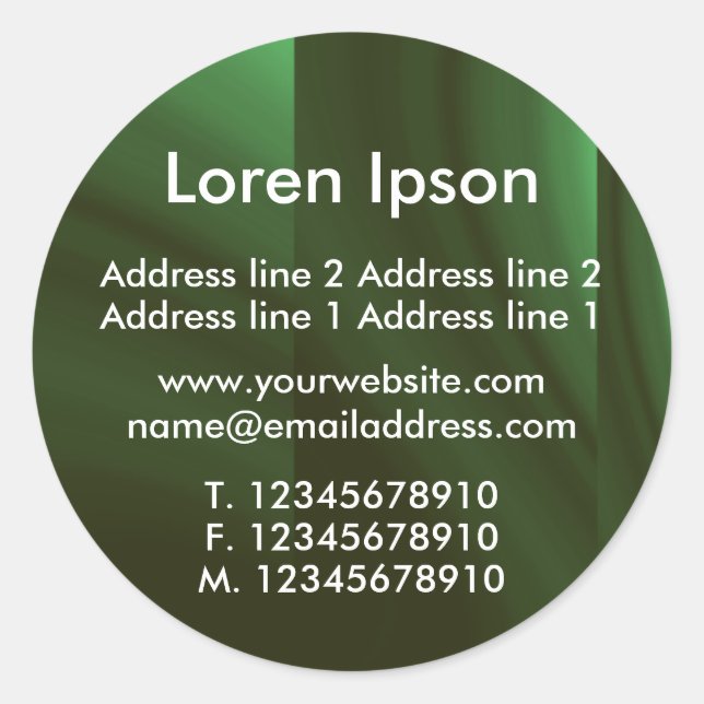 Pegatina Redonda Negocio/Perfil de Botella Verde (Anverso)
