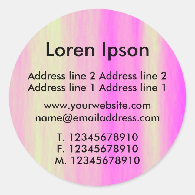 Pegatina Redonda Negocio/perfil rosa y crema (Anverso)