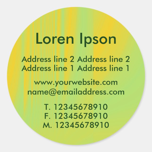 Pegatina Redonda Negocio/Perfil verde y Naranja (Anverso)