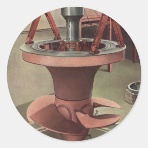 Pegatina Redonda Negocio Vintage, Energía de Turbina de Agua Gigant