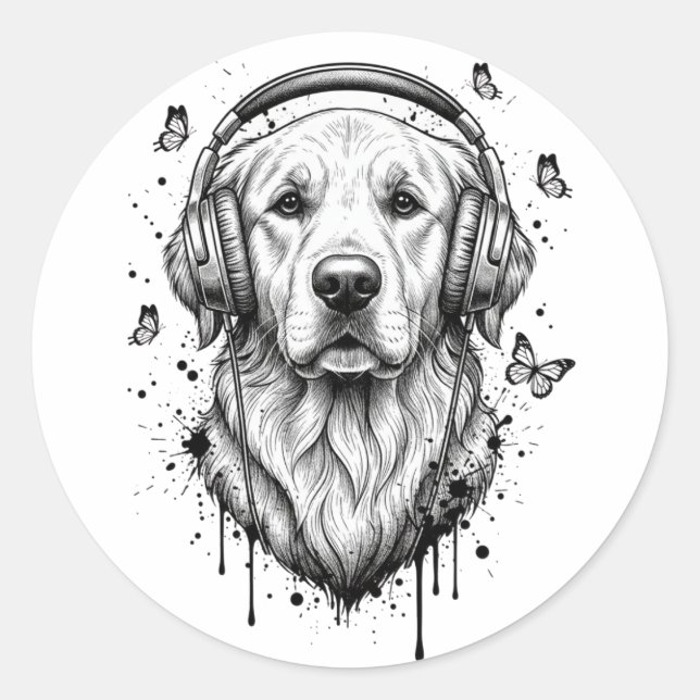 Pegatina Redonda Negocios de Perro (Anverso)
