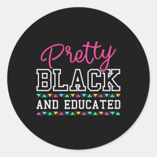 Pegatina Redonda Negra Bonita Y Educada Mujer Negra Afroamericana