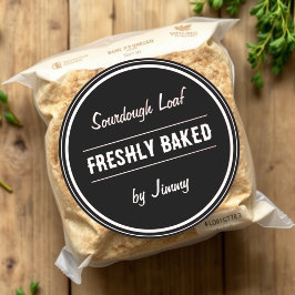 Pegatina Redonda Negra | Recién horneado por