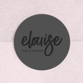 Pegatina Redonda Negra sobre el estilo de pincel moderno negro Scri