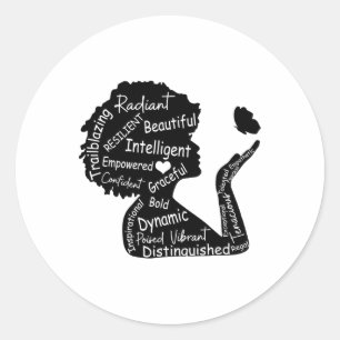 Pegatina Redonda Negras Chicas Mes de la historia mágico-negra