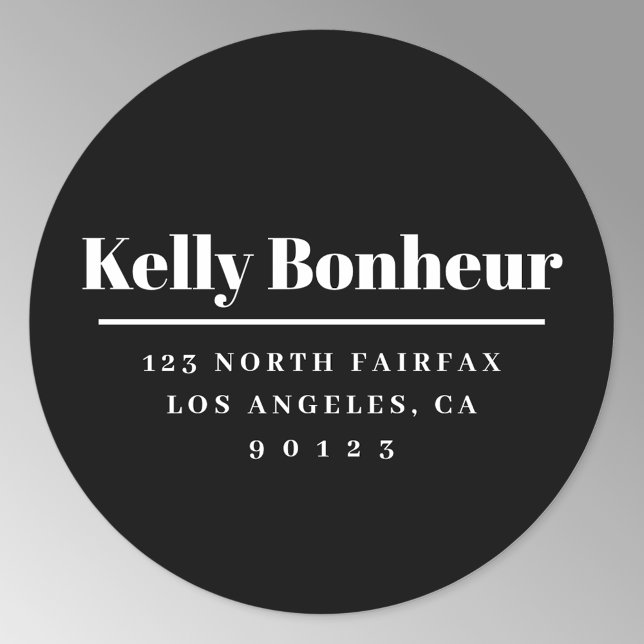 Pegatina Redonda Negrita Dirección de devolución moderna en blanco  (Subido por el creador)