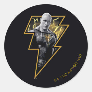 Pegatina Redonda Negro Adam Gray y Gold Lightning Graphic