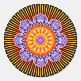 Pegatina Redonda Negro amarillo Mandala