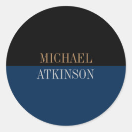 Pegatina Redonda Negro Azul negrita Texto de moda Estilo