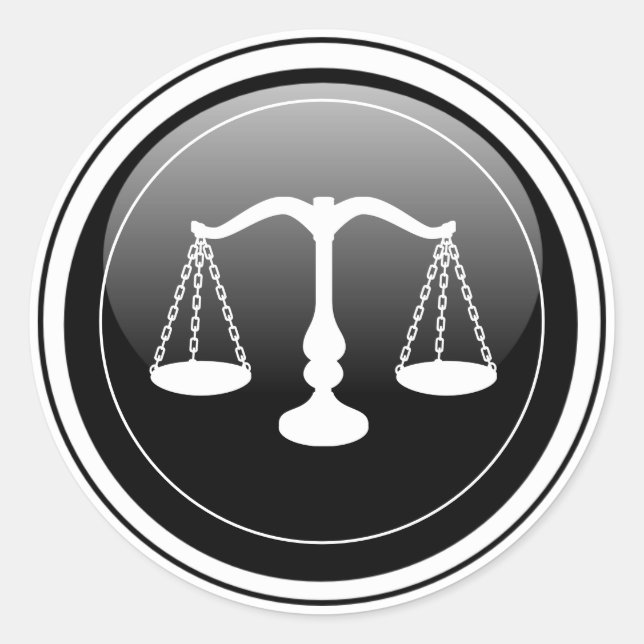 Pegatina Redonda Negro brillante - Escala blanca de la justicia (Anverso)