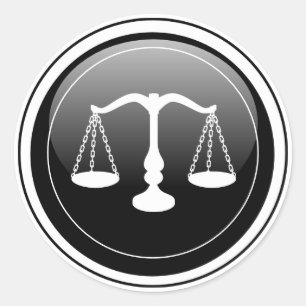 Pegatina Redonda Negro brillante - Escala blanca de la justicia