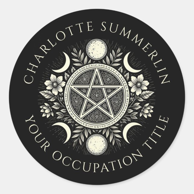 Pegatina Redonda Negro celeste (Anverso)