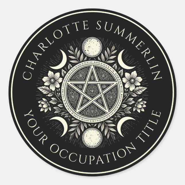 Pegatina Redonda Negro celeste (Anverso)