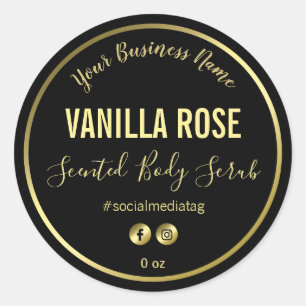 Pegatina Redonda Negro Con Etiquetas De Productos De Guarnecido De 