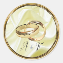 Pegatina Redonda Negro con oro en seda de champagne