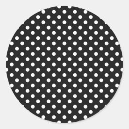 Pegatina Redonda Negro con puntos blancos