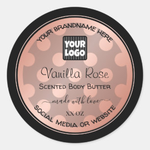 Pegatina Redonda Negro de oro Rosa con etiquetas de embalaje de pro
