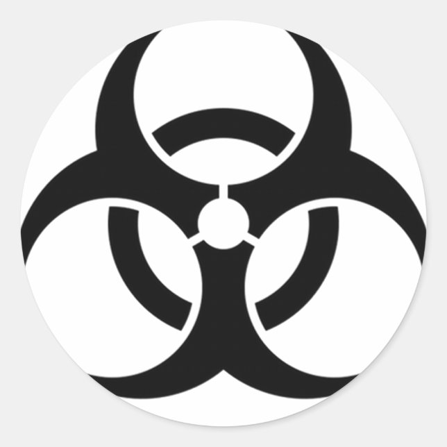 Pegatina Redonda negro de riesgo biológico (Anverso)