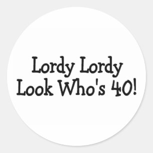 Pegatina Redonda Negro de Whos 40 de la mirada de Lordy Lordy